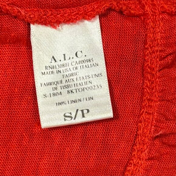 A.L.C. Womens Red Linen Ruffle Hem Camisole Top S - Picture 5 of 5